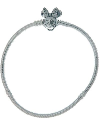 PANDORA Disney Pavé Minnie Maus-Kugelverschluss Schlangen-Gliederarmband Sterling Silber 21 cm - Mettallic