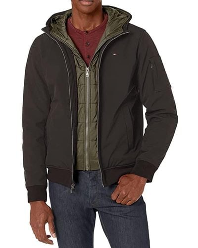 Tommy Hilfiger Soft Shell Fashion Bomber With Contrast Bib And Hood - Multicolour