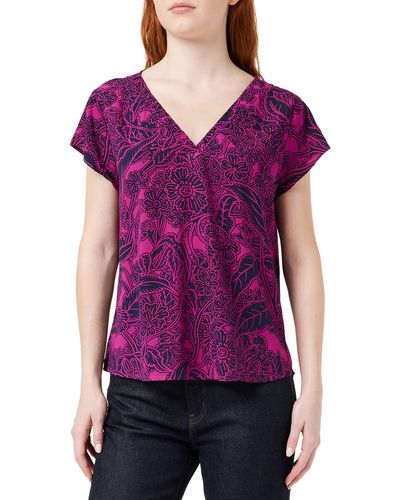 Comma, Short-Sleeved Blouse Bluse - Lila