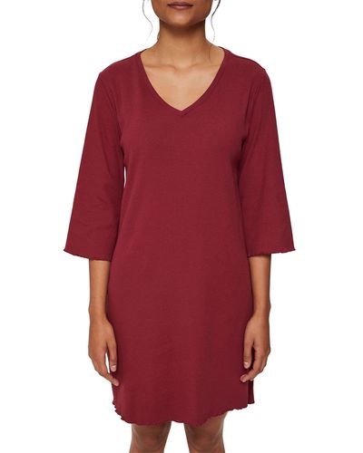 Esprit Cotton Rib Nw Coo Nightshirt L-slv Nightgown - Red
