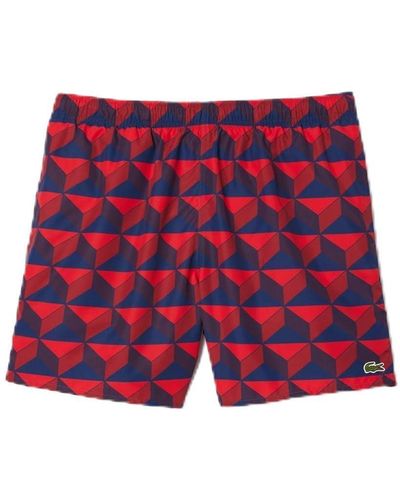 Lacoste S Printed Swim Shorts Red M