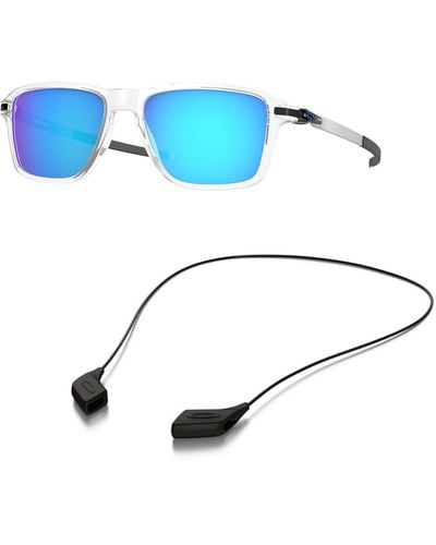 Oakley Oo9469 Sunglasses Bundle: Oo 9469 946902 Wheel House Polished Clear Pri And Medium Black Leash Accessory Kit - Blue