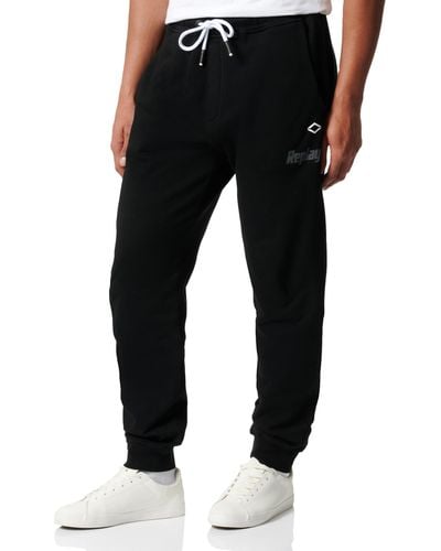 Replay Long Jogging Bottoms With Logo - Black
