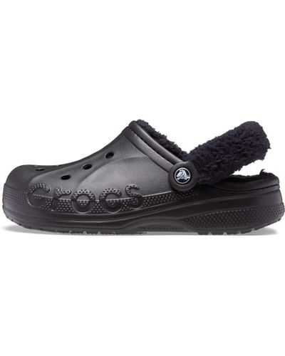 Crocs™ Baya Gefütterter Clog mit Fuzz-Riemen Holzschuh - Schwarz