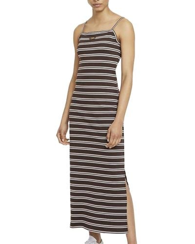 Nike Brown Striped Dress Maxi Dress