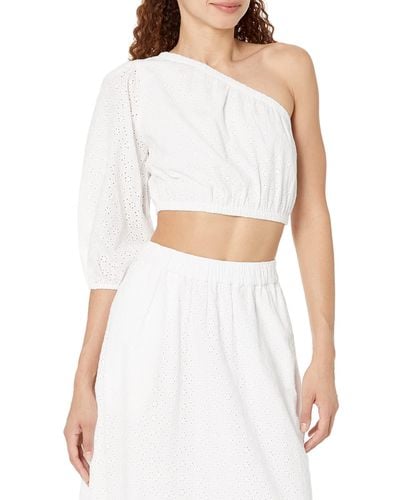 The Drop Anupa Cotton One-shoulder Cropped Top - White