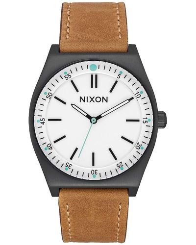Nixon Erwachsene Analog Quarz Uhr mit Leder Armband A1188-2770-00 - Braun
