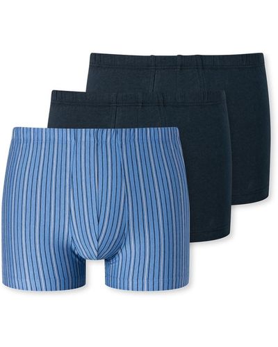 Schiesser 3 Pack Shorts mit weichem Bund-95/5 Organic Unterwäsche - Blau