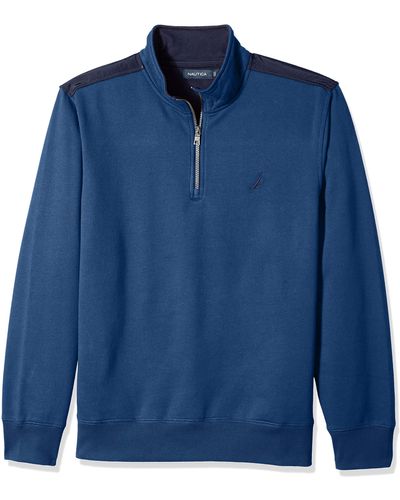 Nautica Fleece-Pullover mit 1/4-Reißverschluss Sweatshirt - Blau
