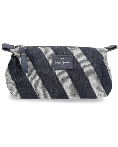 Pepe Jeans Celine Toiletry Bag Blue 20.5x15x8cm Polyester With Faux Leather Details By Joumma Bags