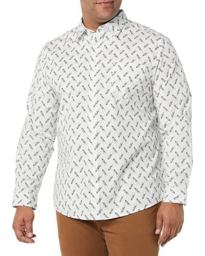 Amazon Essentials Long-Sleeve Regular-fit Stretch Poplin Shirt Camisa - Multicolor