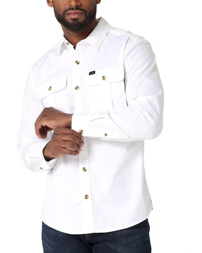 Lee Jeans Langärmliges entspannter Passform Hemd mit Button-Down-Kragen - Weiß