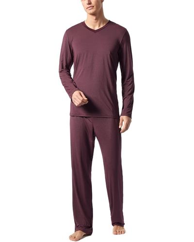 Schiesser Schlafanzug lang Pyjamaset - Rot