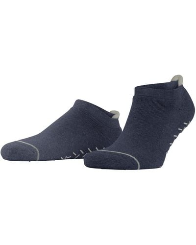 Esprit Home chaussons chaussettes homme coton biologique bleu gris unies basses avec picots de silicone sur la semelle pour une