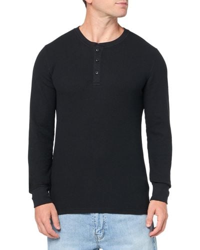 Amazon Essentials Henley-shirt Met Lange Mouwen - Zwart
