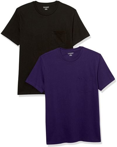 Amazon Essentials Kurzärmeliges T-Shirt mit Rollkragen und Tasche - Lila