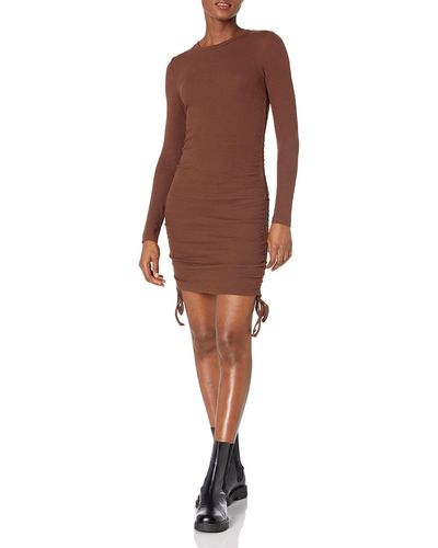 BCBGeneration Ruched Mini Dress With Long Sleeves - Brown