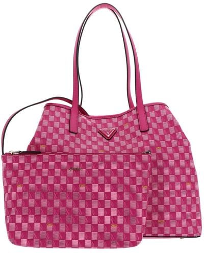 Guess Vikky Ii Tote Bag L Fuchsia Logo - Roze