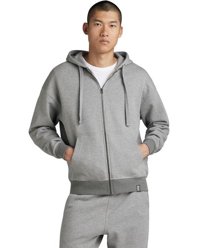 G-Star RAW Essential Loose Zip Thru Hooded Sweat Sweatshirt - Grey
