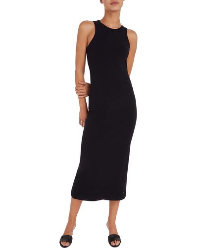 Tommy Hilfiger Mujer Vestido Midi Dress Slim Fit - Negro