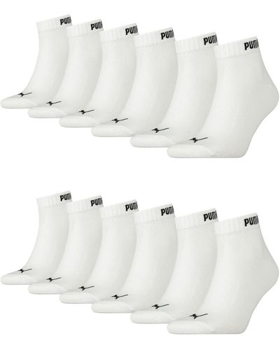PUMA Quarter Socken Sneaker im Retro Design knöchelhoch für 12er Pack - Weiß