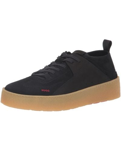 HUGO Evan Suede Leather Trainers - Blue