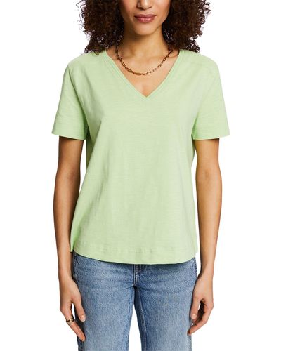 Esprit Jersey-T-Shirt mit V-Ausschnitt - Grün