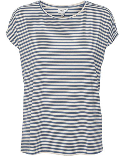 Vero Moda VMAVA Plain SS TOP Stripe GA JRS NOOS T-Shirt - Blau