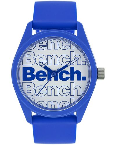 Bench Armbanduhr mit mattweißem Zifferblatt und blauem Silikonarmband