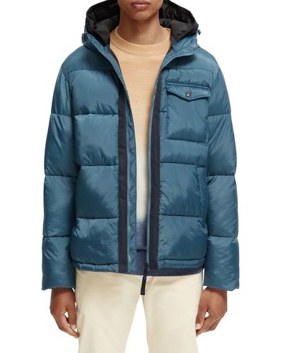 Scotch & Soda Hooded Puffer Jacket Pufferjacke - Blau