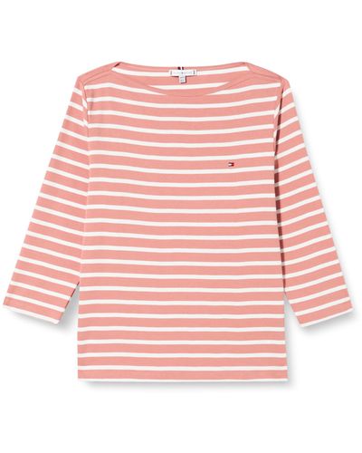 Tommy Hilfiger T-Shirt ches Longues en Coton - Rose
