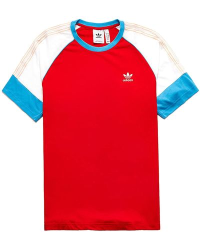 adidas Varsity T-shirt Colorblock S Red Striped Embroidery Shirt