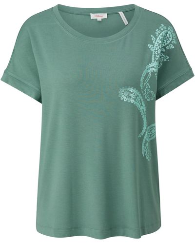 S.oliver 2145271 T-Shirt mit Pailletten - Grün