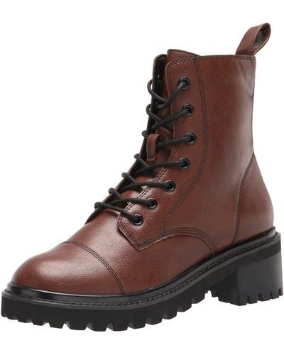The Drop Sparta Chunky Sole Lace-up Combat Boot - Brown