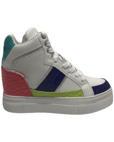 Guess Scarpe Donna Sneaker Alto Giala Con Zeppa Multicolor Ds23gu18 Fl5alapel12 38 - Blauw