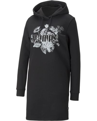 PUMA Essentials+ Frozen Flower Graphic Hooded Dress - Black