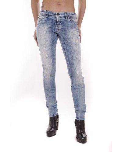 DIESEL Skinzee-Low 0851B Stretch Jeans Hose Skinny - Blau