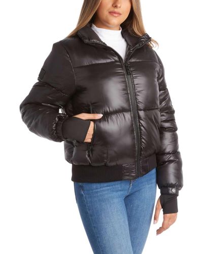 Steve Madden Winterjacke – Isolierte gesteppte Moto Puffer Jacke – schwere Oberbekleidung Bomberjacke für - Schwarz