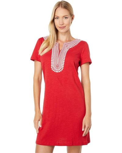 Tommy Hilfiger Short Sleeve Puff Print Dress - Red