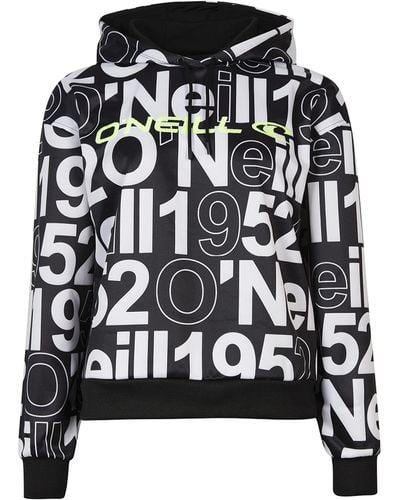 O'neill Sportswear Rutile AOP Hooded Fleece Fodera in Pile - Nero