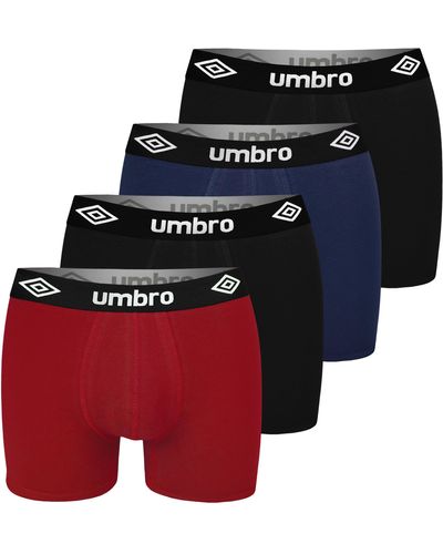 Umbro Boxershorts 4er Pack XL Baumwoll Passform Atmungsaktiv Unterwäsche Unterhosen Männer Retroshorts - Blau
