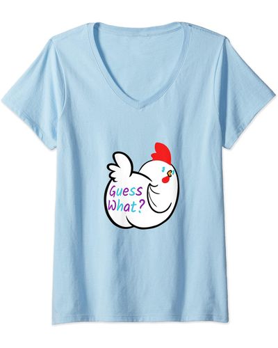 Guess Devinez quel cul de poulet T-Shirt avec Col en V - Bleu