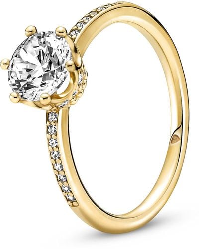 PANDORA Passions Sparkling Crown 14k gold-plated ring with clear cubic zirconia - Metálico