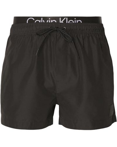 Calvin Klein Short de bain double Waistba pour homme - Noir