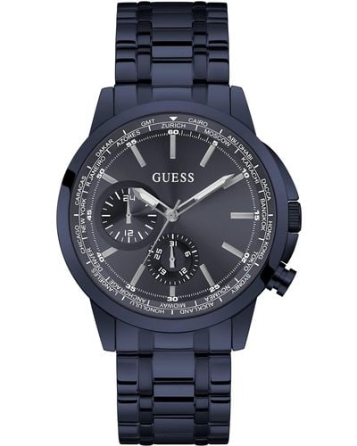 Guess Nen Analoge Quartz Horloge Met Roestvrij Stalen Band Gw0490g4 - Blauw