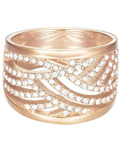 Esprit Ring JW50236 Rose teilvergoldet Glas weiß Gr. 54 - Mehrfarbig