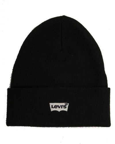Levi's Red Batwing Embroidered Slouchy Beanie Bonnet - Noir
