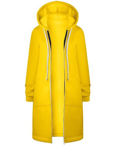 Superdry Lalaluka Plain Zip Hooded Coat Fashion Top Cardigan Down Jacket Parka Winter Coats - Yellow