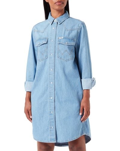 Wrangler Denim Shirt Dress Abito Casual - Blu