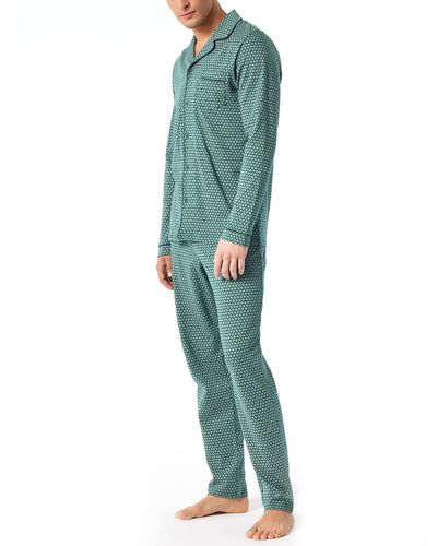 Schiesser Pyjama Lang Pyjamaset - Grün